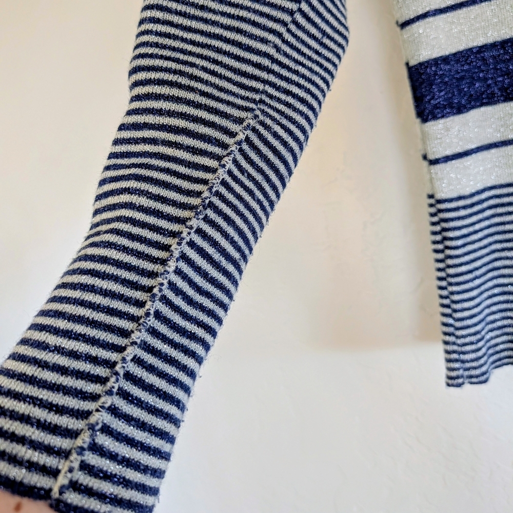 VTG Kitty Hawk Union Made Striped Metallic Thread  Retro Nautical Preppy - Picture 4 of 8